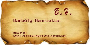 Barbély Henrietta névjegykártya